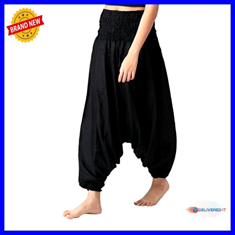 Harem Pants Jumpsuit Bohemian Yoga Pants Elastic Waistband One Size - Picture 2 of 7